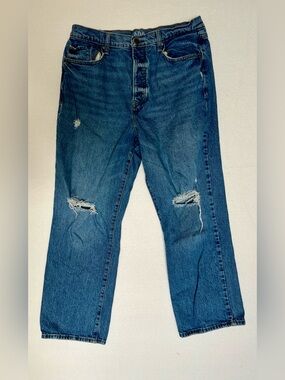 a.n.a Women’s 12 Skinny Boyfriend Crop Jeans Distressed Medium Wash Stretch